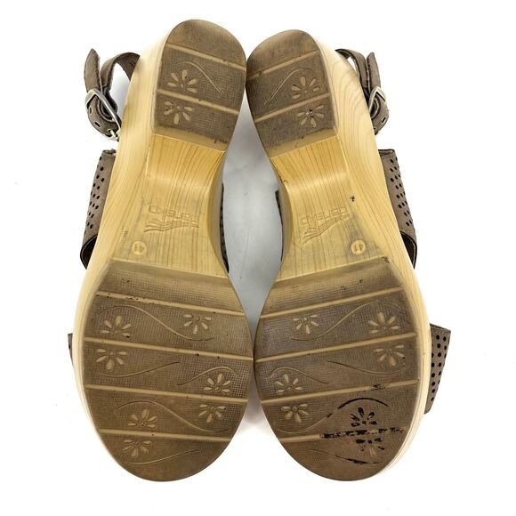 Dansko Women's 41/US10.5‎ Jacinda Wedge Heel Taupe Suede Comfort Open Toe Sandal - Picture 8 of 8